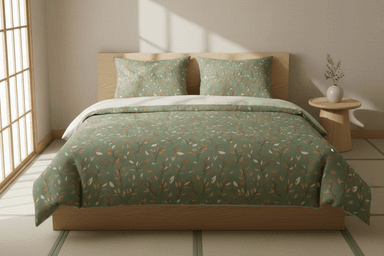 Japanese Sage Green Duvet Set - 100% Cotton Bedding