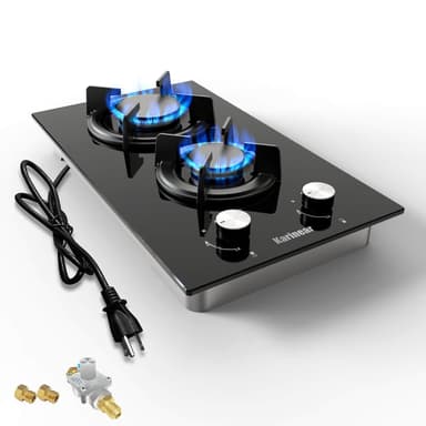 Karinear 12 Inch 2 Burner Glass Gas Cooktop