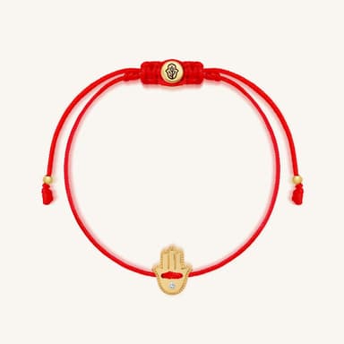 Golden Intentions Hamsa 14K Gold Red String Bracelet