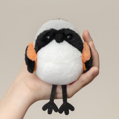 Chubby Shrike Plush Bag Charm – Long-Tailed Shrike Bird Keychain