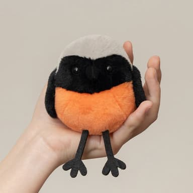 Chubby Daurian Redstart Plush Keychain - Shake-to-Chirp Battery-Free Bird Bag Pendant