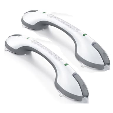 KEKOY 12" Shower Handles for Elderly, 2 Pack Dual-Layer Suction Grab Bars for Bathroom with Safety Indicator, No-Drill Shower Safety Bar for Seniors
