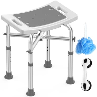 KEKOY Shower Chair for Elderly, 500lb Adjustable Height Bath Seat with Tool-Free Assembly, Anti-Slip FSA/HSA Eligible Shower Stool for Smaller Bathtub & Bathroo