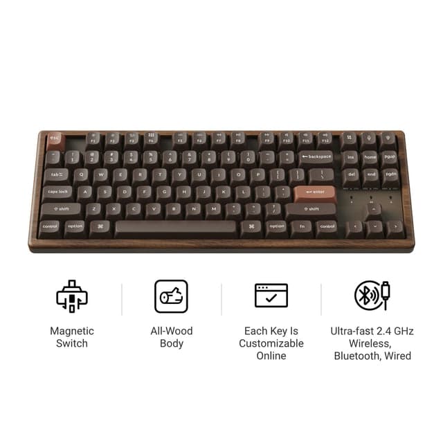 Keychron K8 HE Wireless Magnetic Switch Custom Keyboard - All-Wood Special Edition