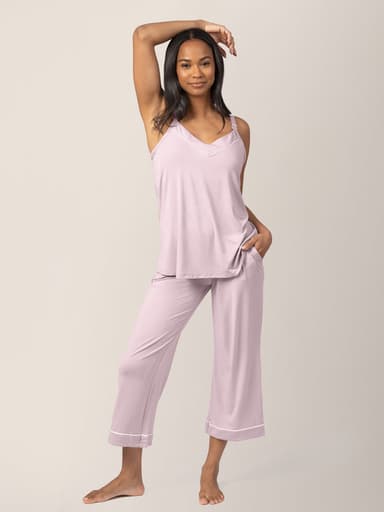 Clea Bamboo Nursing Tank & Capri Pajama Set | Lilac