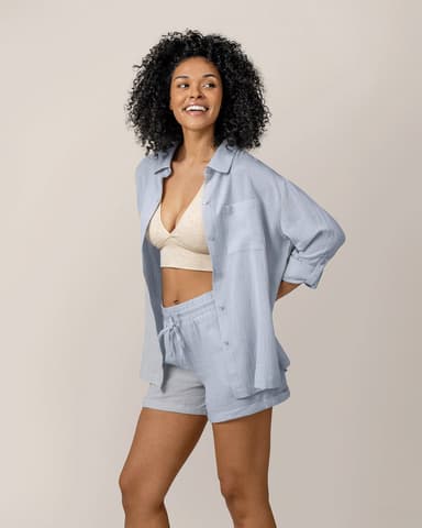 Reese Oversized Linen Button Down Shirt | French Blue