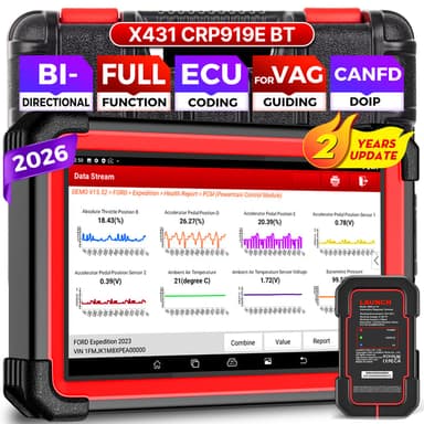 LAUNCH X431 CRP919E BT OBD2 Diagnosegerät Auto,OE-Level Alle Systemdiagnose & Bidirektionale Steuerung,kfz Tester mit 45+ Reset-Services,ECU-Kodierung,für VAG G