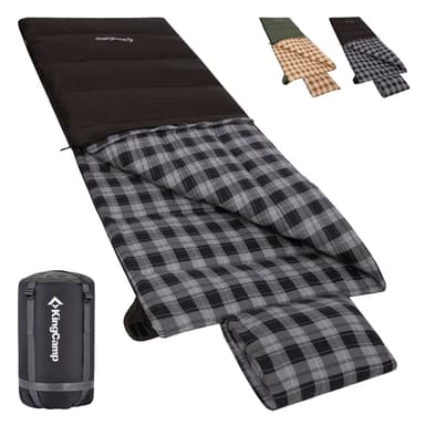 KingCamp Trippy C Single Envelope Sleeping Bag with Flannel Lining & Pillow