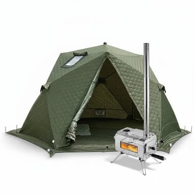 KingCamp Snowhouse X2 Insulated Instant Tent & Camping Wood Stove Bundle