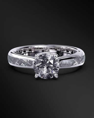 Nova Radiance - Engagement Ring for Women | Muonionalusta Meteorite Inlay | Galaxy Diamond Ring