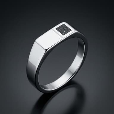 North - Lunar Meteorite Window - Slim Signet Ring