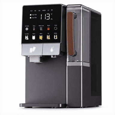 Countertop Water Dispenser with Ice Maker, All-in-1 Instant Hot & Cold Water Purifier Combo with Sr-Enriched Mineral Filtration, 8-Min Fast Bullet Ice Maker, Fu