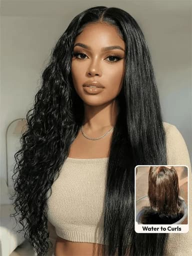 2-In-1 Wet & Wavy Straight To Water Human Hair Lace Wig Glueless Dream Curl Put On And Go Wig