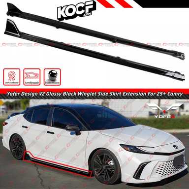 Yofer Design V2 Gloss Black Winglet Side Skirt Extension Compatible With 9th Gen 2025-Present Toyota Camry All Models