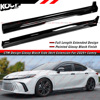 CTM Design Gloss Black or Pearl White Black Side Skirt Extension Compatible With 9th Gen 2025-Present Toyota Camry LE SE XSE XLE