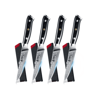 4.5" Non-Serrated Steak Knife Set VG10 Steel Silver-ion Coating 4-Piece | Gin Series