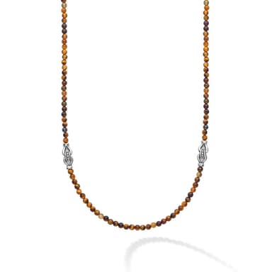 Signature Caviar Tiger Eye & Sterling Silver Station Necklace