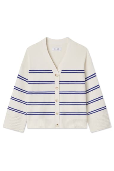 Nora Cardigan in Ivory Caspian Stripe