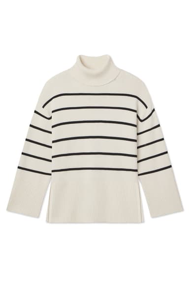 Madeline Sweater in Ivory Black Stripe