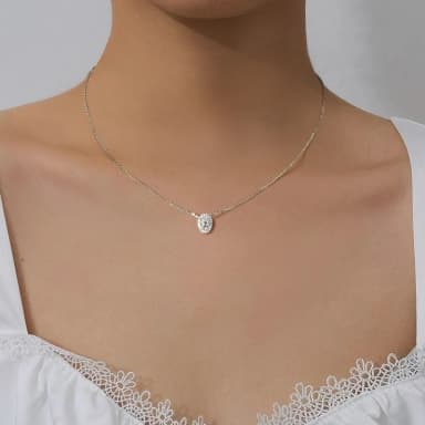 Halo Oval Moissanite Pendant Necklace