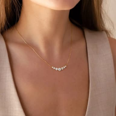 Seven Stone Round Moissanite Solitaire Pendant Necklace