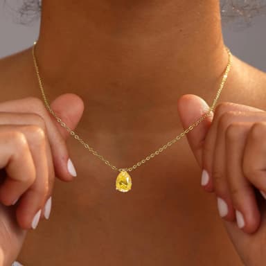 Teardrop Pear Moissanite Solitaire Pendant Necklace