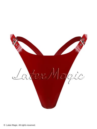 Burgundy latex bondage thong