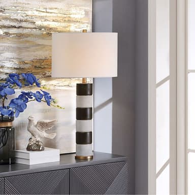 Aida Black & White Textile Table Lamp