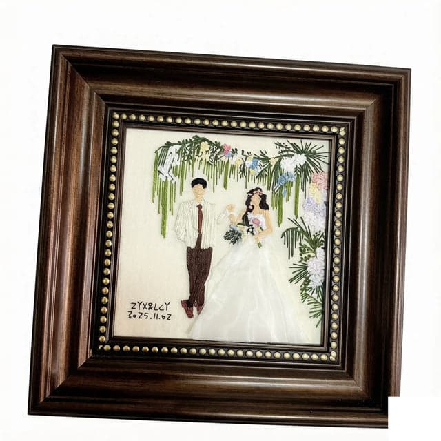 Custom Hand Embroidered Portrait Framed Wall Art