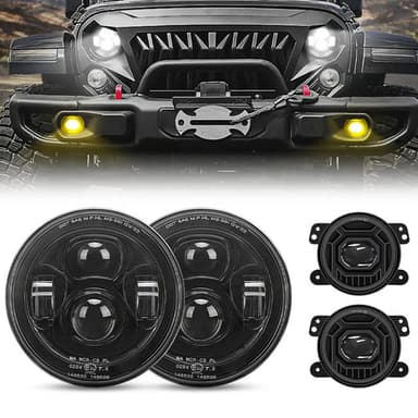 DOT Approved LED Headlights and Dual Color Fog Lights Combo for Jeep Wrangler JK