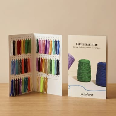 Carte d’échantillons de fils de tufting acrylique – 55 couleurs