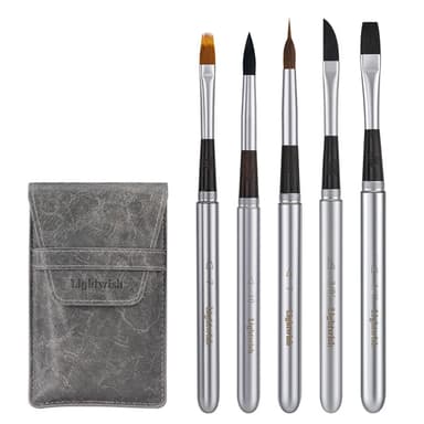 Lightwish Travel Watercolor Brushes, 5 Pcs Synthetic Squirrel Hair Brushes