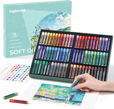 LIGHTWISH Soft Oil Pastels Set, 72 Colors Creamy Blendable Sticks
