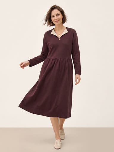 Cotton Yarn Dyed Color Block Gathered Waist Midi Shirt Dress YARITZA