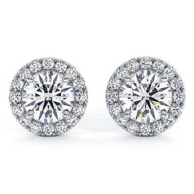 1.80ctw Round Brilliant Pave Halo Diamond Studs Earrings 14k White Gold