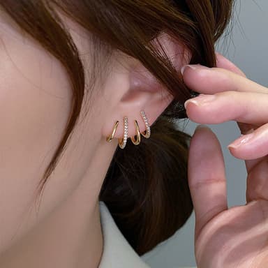 Needle Four-prong Zircon Inlaid Earrings