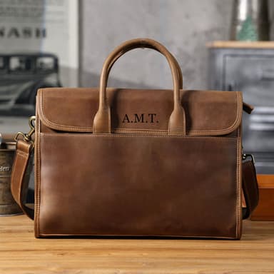 Personalized Leather Briefcase, Shoulder Bag, Satchel Bag, Laptop Bag, Business Bag, Messenger Bag, Leather Office Bag