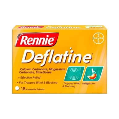 Rennie Deflatine Sugar-Free Mint Tablets - Fast Relief for Bloating & Gas