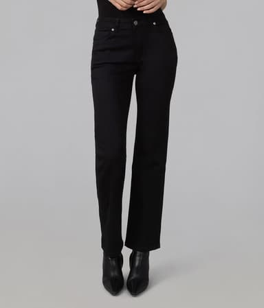 DENVER-BLK High Rise Straight Jeans