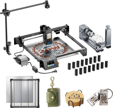 LONGER RAY5 20000mW Laser Engraver with Air Assist Kit, Rotary Roller, 16 Pcs Raiser, Camera Kits and Honeycomb Panel 440 * 440mm, DIY, Cutting Tool for Metal C