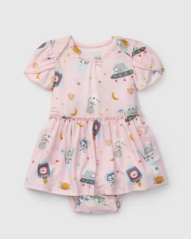 Short Sleeve Bodysuit Dress in TENCEL™ Lyocell - Astro Explorers