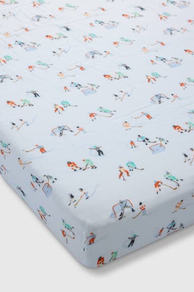 Muslin Fitted Crib Sheet - Ice Hockey