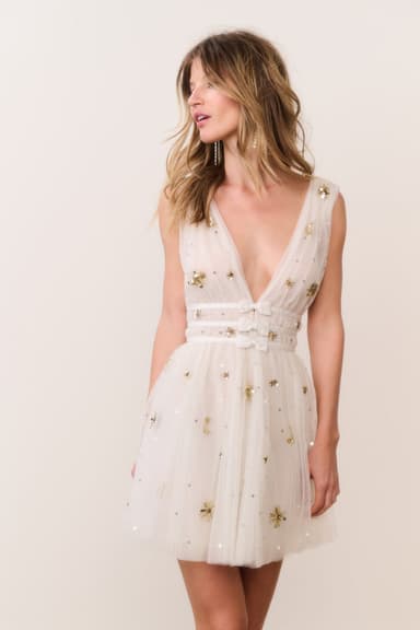 Lawton Celestial Embellished Tulle Mini Dress