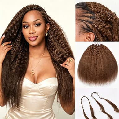 Yaki Straight #4 Brown Feather Crochet Micro Ring Loop Soft Human Hair Kinky Straight Extension For Black Women