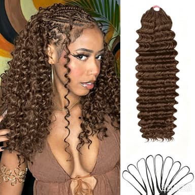 #4 Brown Deep Wave Feather Crochet Human Hair Miracle Knots 100% Real Remy Human Hair Extensions