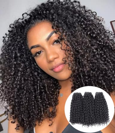 (H1)Pixie Curly Bundles Human Hair 1/3/4 Bundles Deal Raw Virgin Human Hair Bundles Hair Double Weft