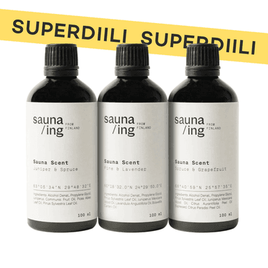 SUPERDIILI Saunatuoksutrio Sauna/Ing