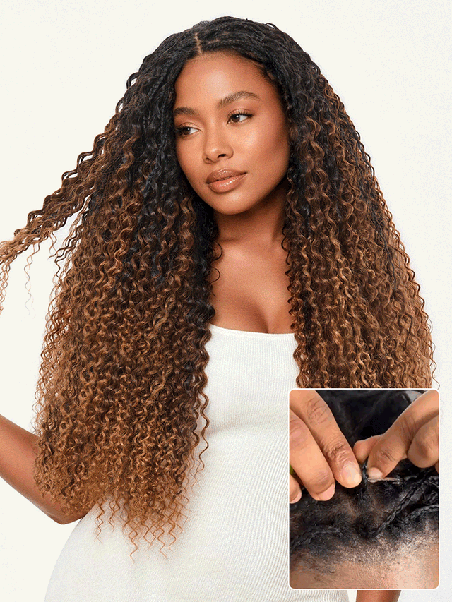 Miracle Knots Colored Crochet Hair Wet and Wavy Ombre | Mix Brown for Boho Braids | Crochet Weaves|  Fulani Braids | Twists Pre-Separated Lightweight Full & Sof