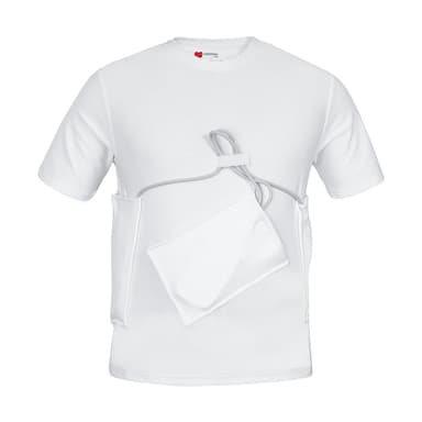 LVAD HeartMate Men’s Shirt with Left & Right Slanted Controller Pocket – White