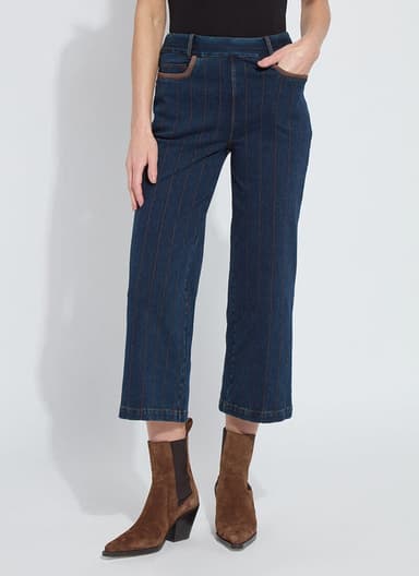 Landon Embroidered Wide Leg Denim (25" Inseam)